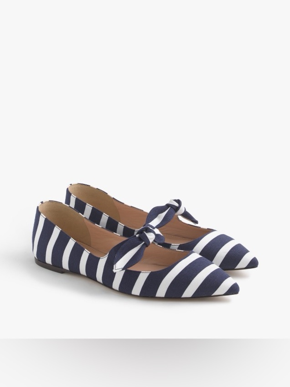 J. Crew Striped Tie Front Flats, Navy & White, Size 8.5